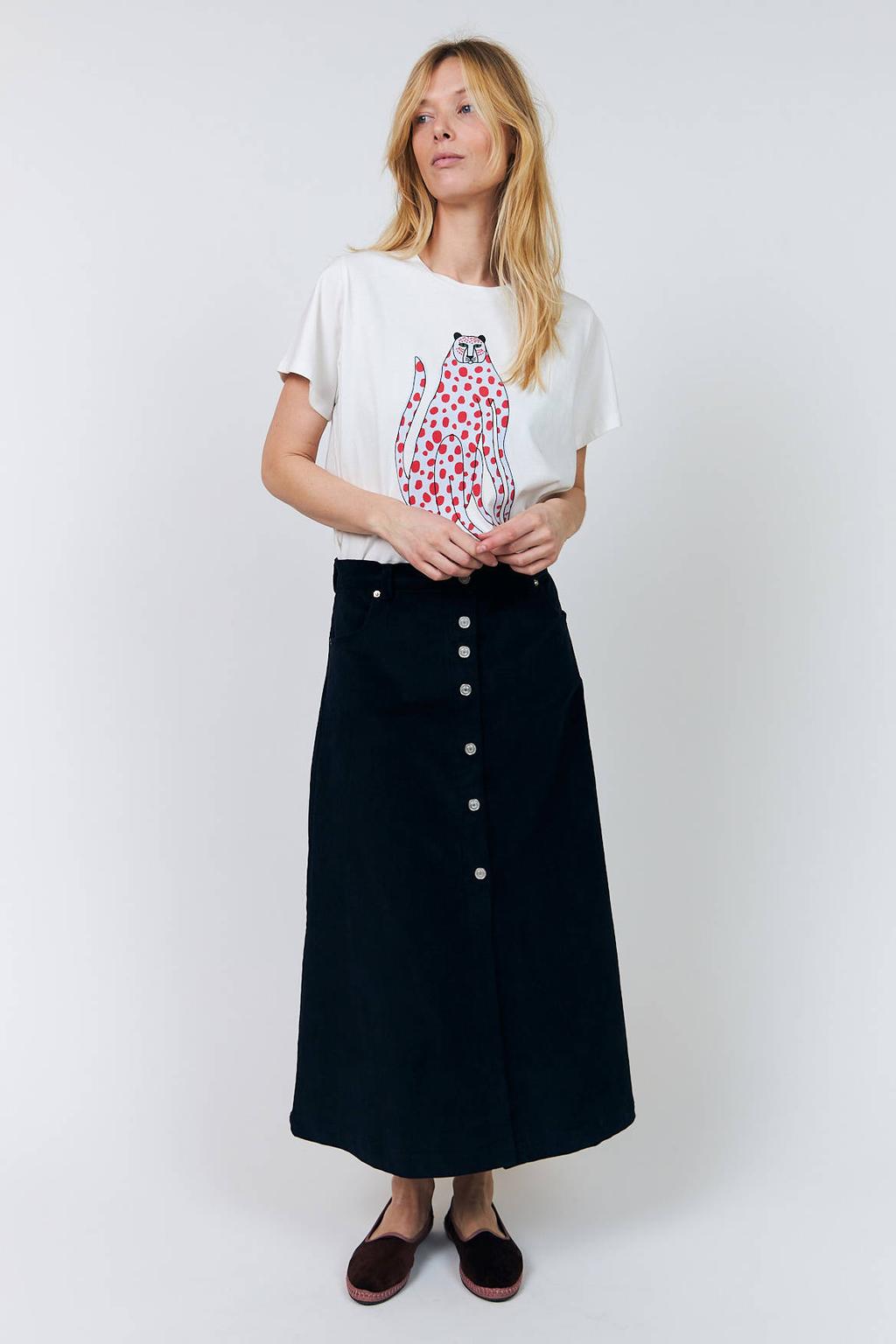 Ecru en roze dames Lollys Laundry T-shirt van katoen met printopdruk, korte mouwen en ronde hals