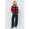 Lollys Laundry gebreid vest met print en wol - rood/donkerblauw/ecru