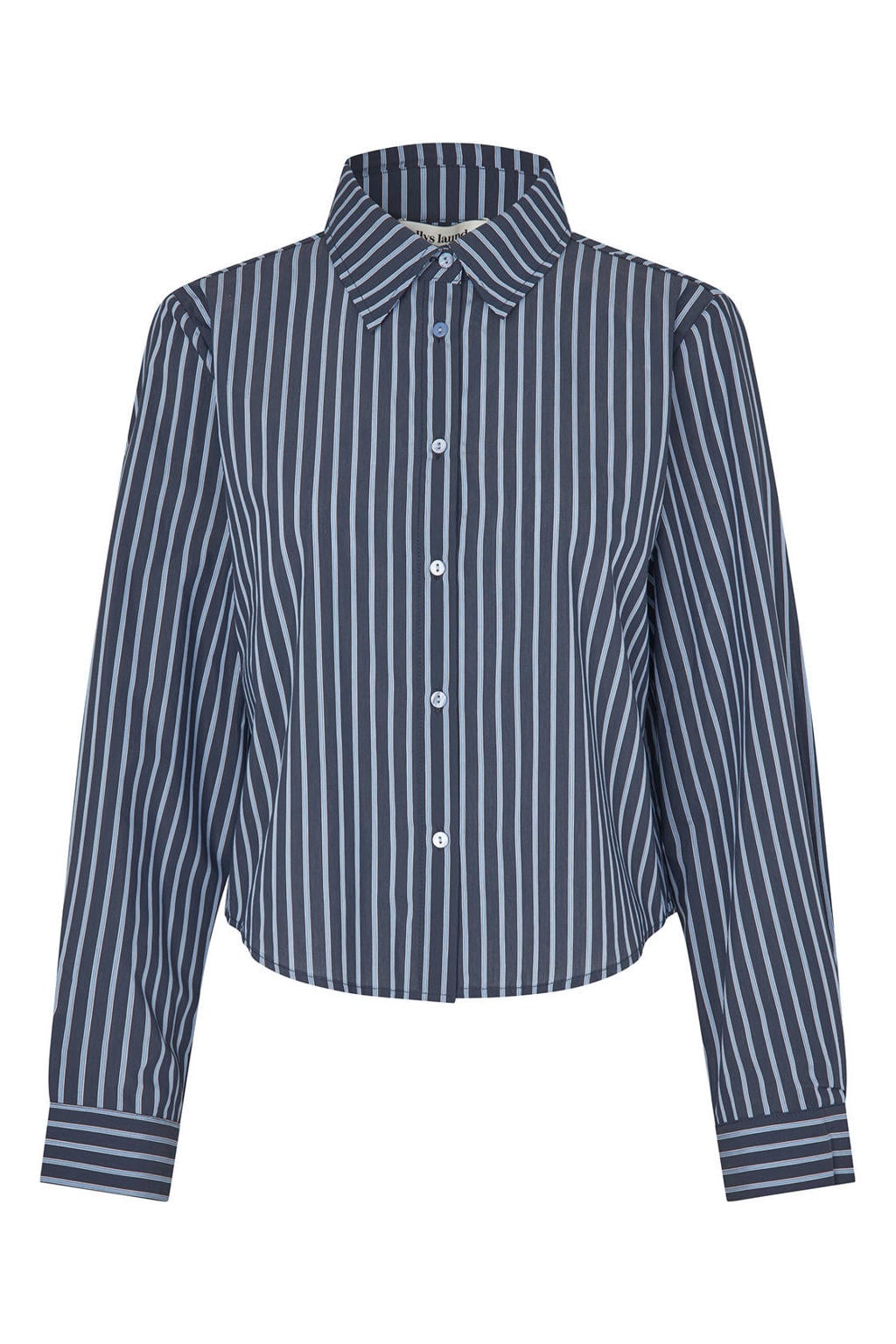 Blauw en lichtblauwe dames Lollys Laundry gestreepte blouse van katoen met lange mouwen, klassieke kraag en knoopsluiting