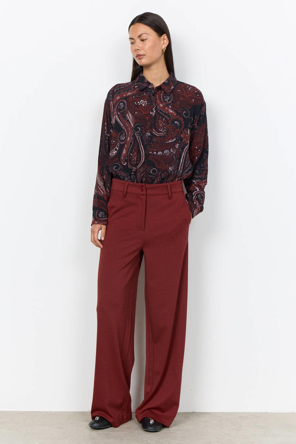 Soyaconcept wide leg pantalon - roodbruin