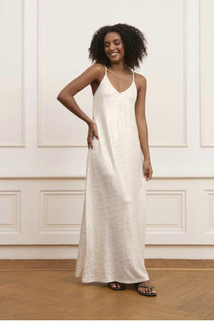 maxi jurk met ceintuur - ecru