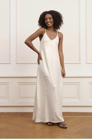 maxi jurk met ceintuur - ecru