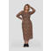 GREAT LOOKS mesh maxi jurk panterprint bruin