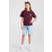 America Today T-shirt met backprint - donkerrood