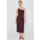 Mango midi rok met borduursels en linnen - donkerrood