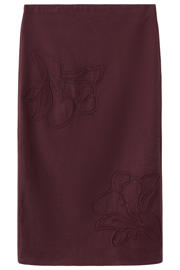 thumbnail: Mango midi rok met borduursels en linnen - donkerrood