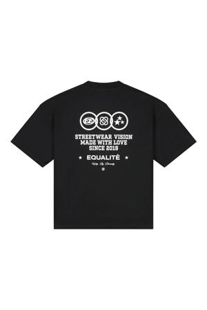 boxy T-shirt met backprint - zwart