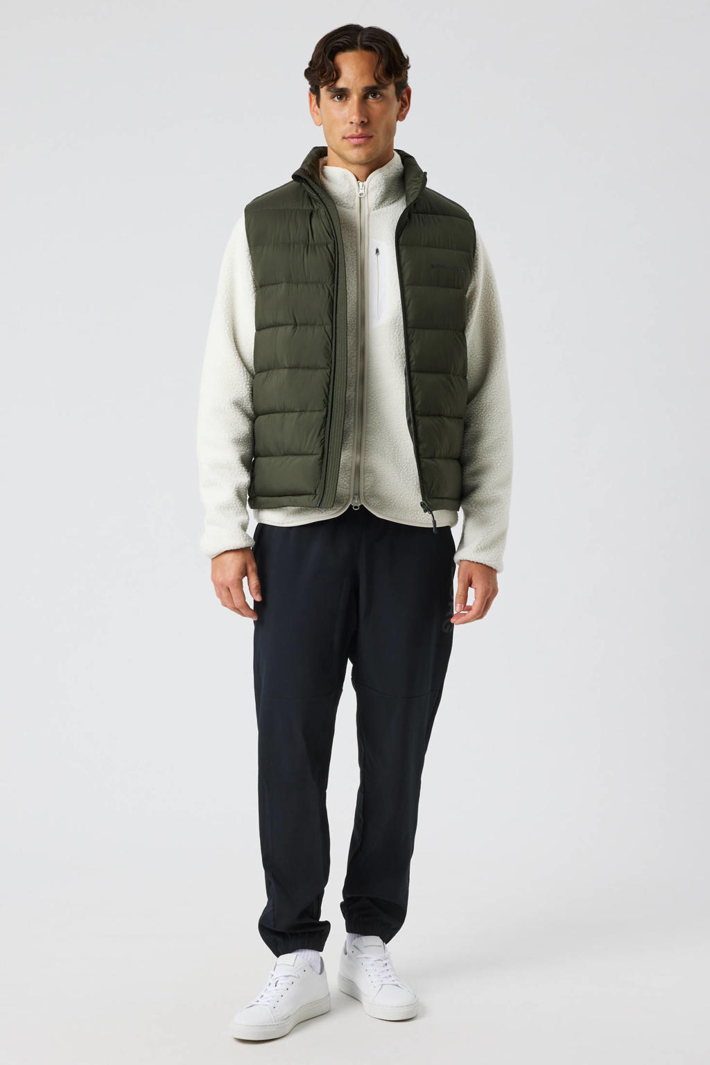 Donkergroene heren Björn Borg outdoor bodywarmer van polyester met effen, opstaande kraag en ritssluiting