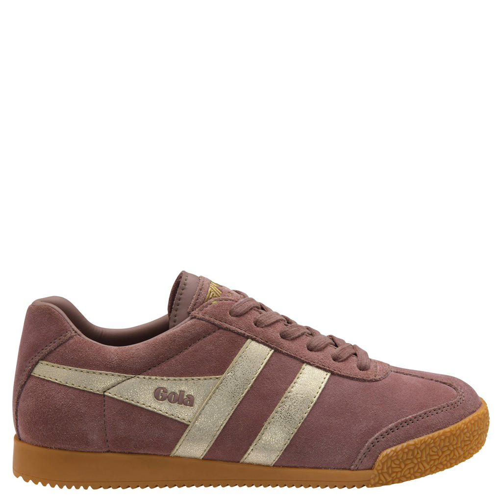 Oudroze dames Gola Harrier Mirror suède sneakers - met veters