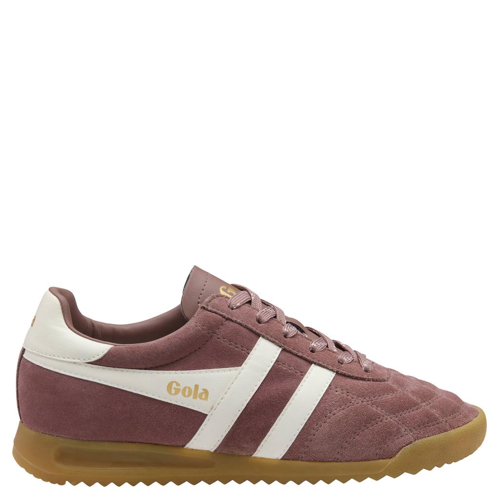 Oudroze dames Gola Stadium leren suède sneakers - met veters