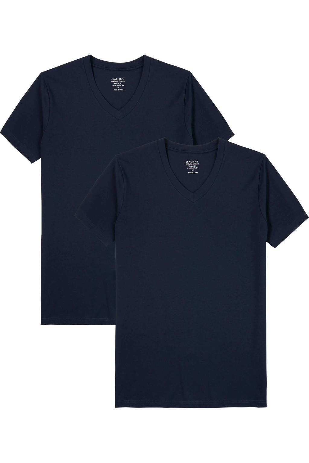 Claesen's Claesen's® - T-Shirt Navy V-Neck Cotton/Lycra 2-PackCL 1223-Navy-S