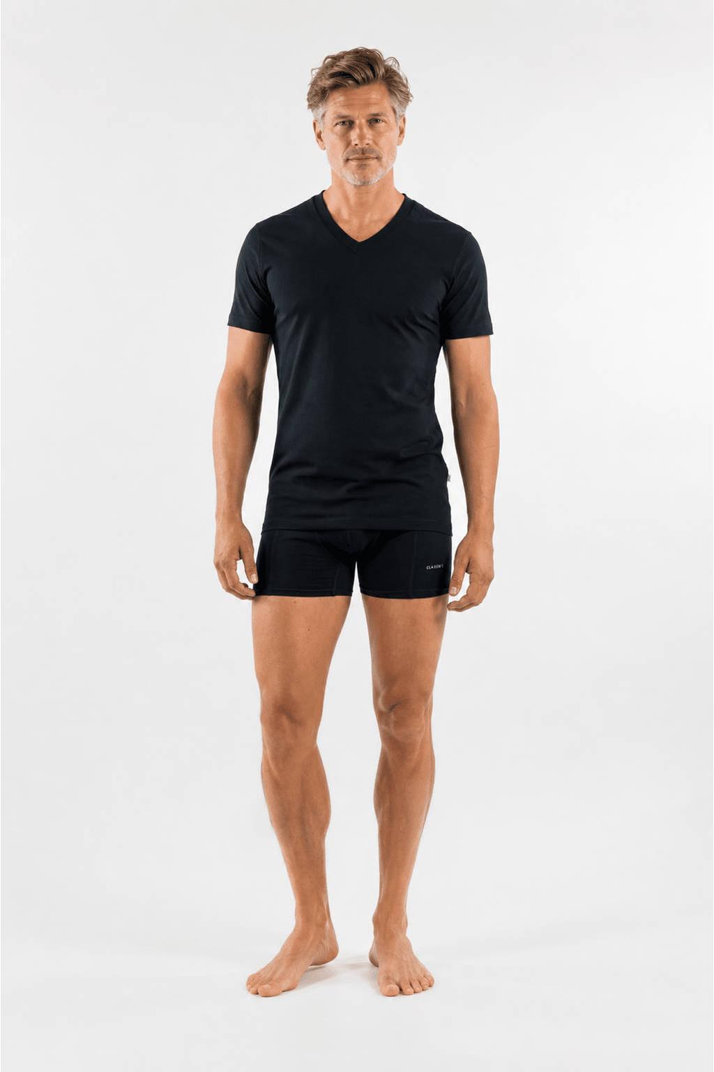 Claesen's T-Shirt Navy V-Neck Cotton/Lycra 2-Pack