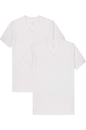 Claesen's® - T-Shirt Wit V-Neck Cotton/Lycra 2-PackCL 1223-White-XXL