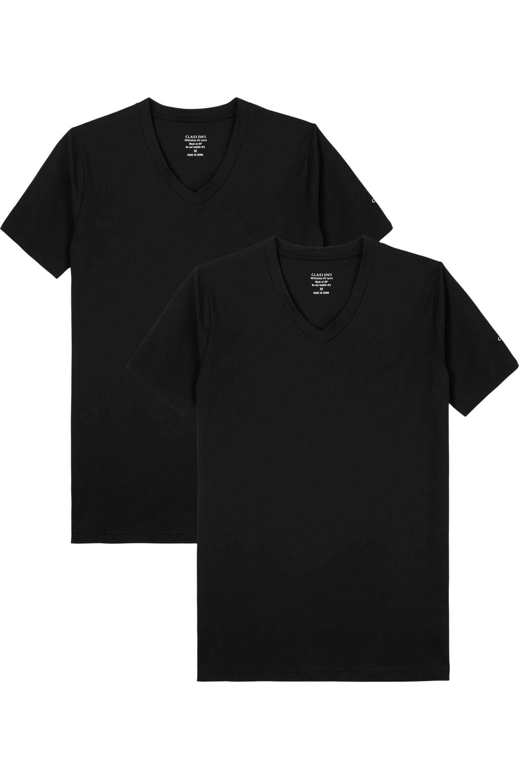 Claesen's T-Shirt Navy V-Neck Cotton/Lycra 2-Pack