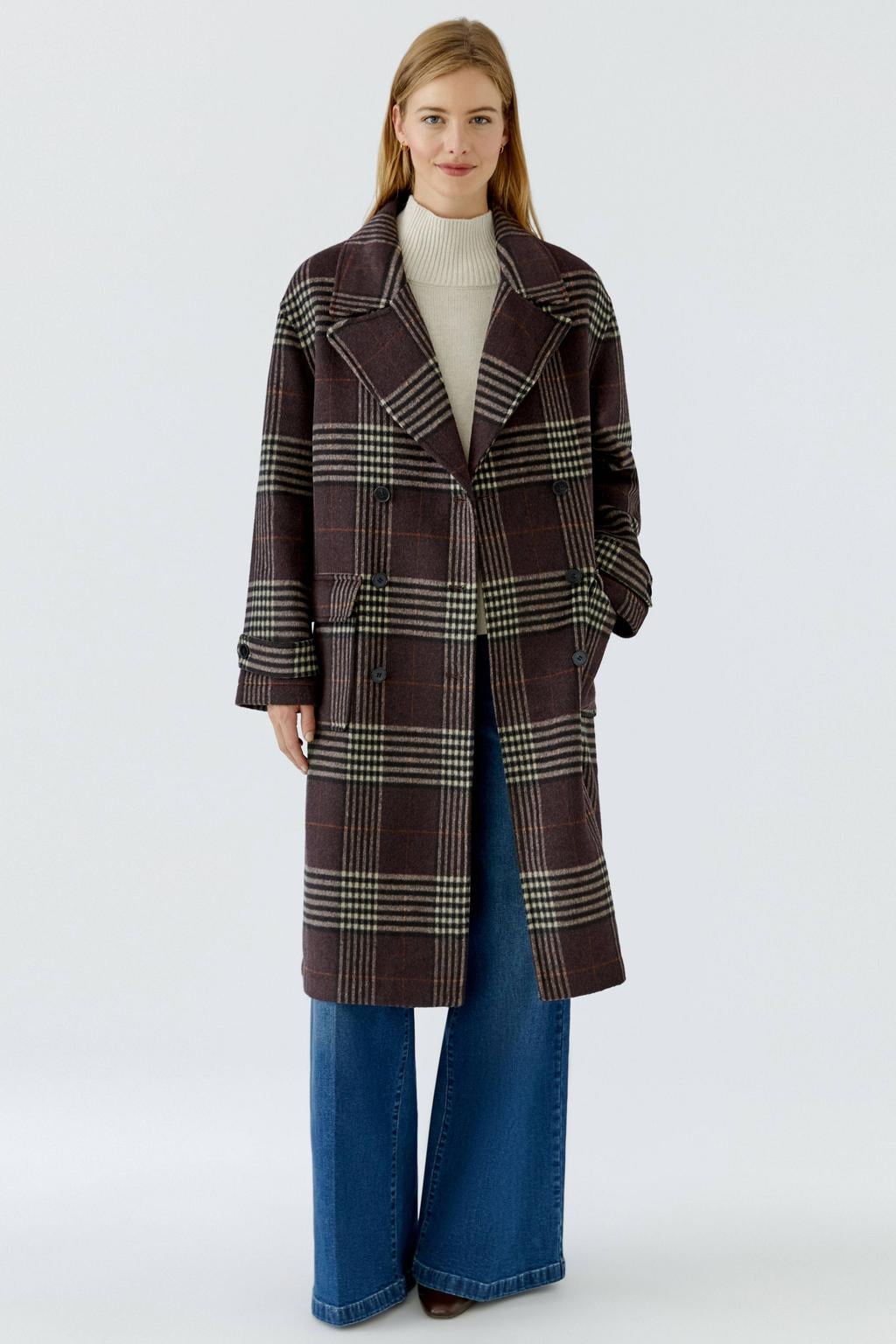 OUI jas met wol - donkerbruin/beige