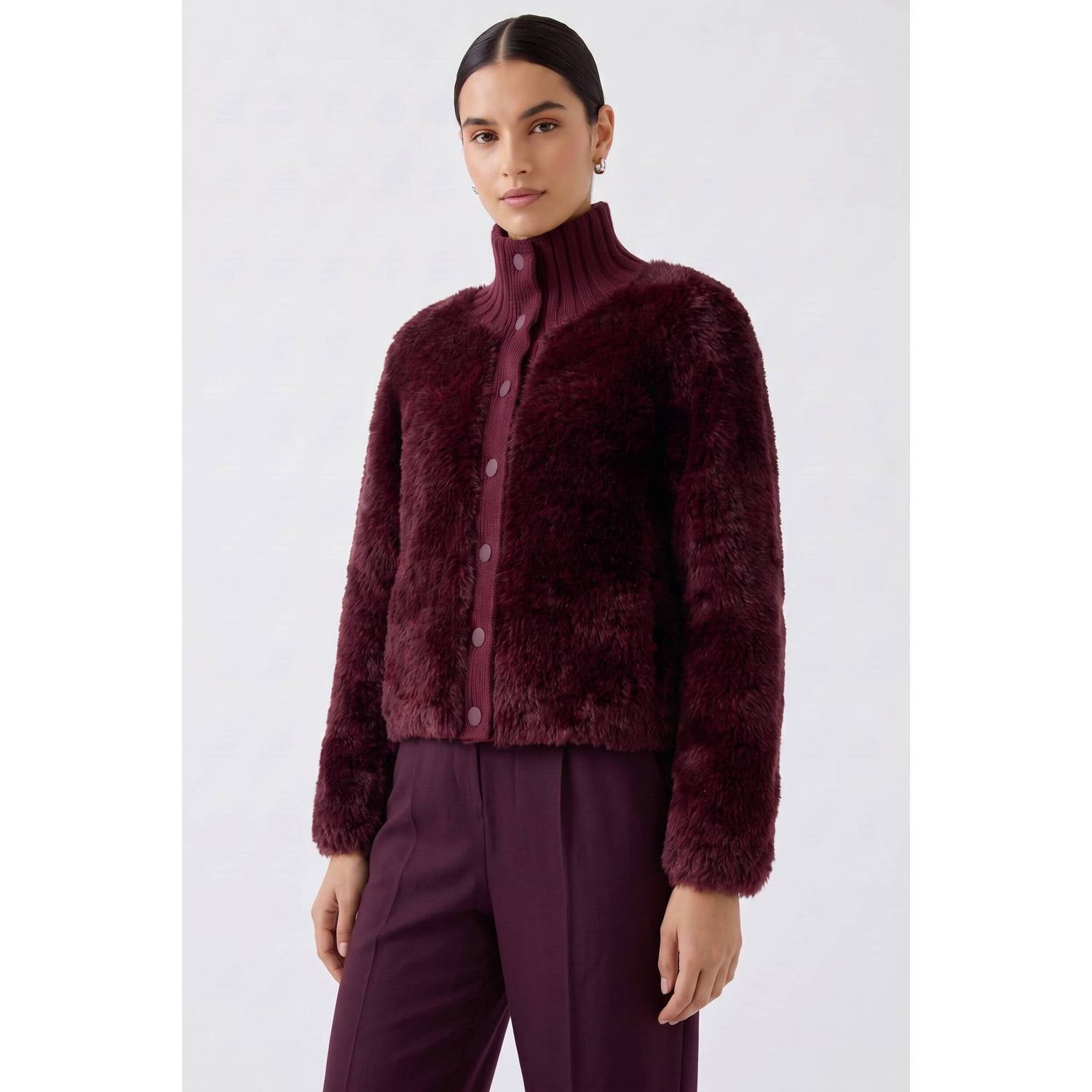 OUI gevoerd vest met wol donkerrood