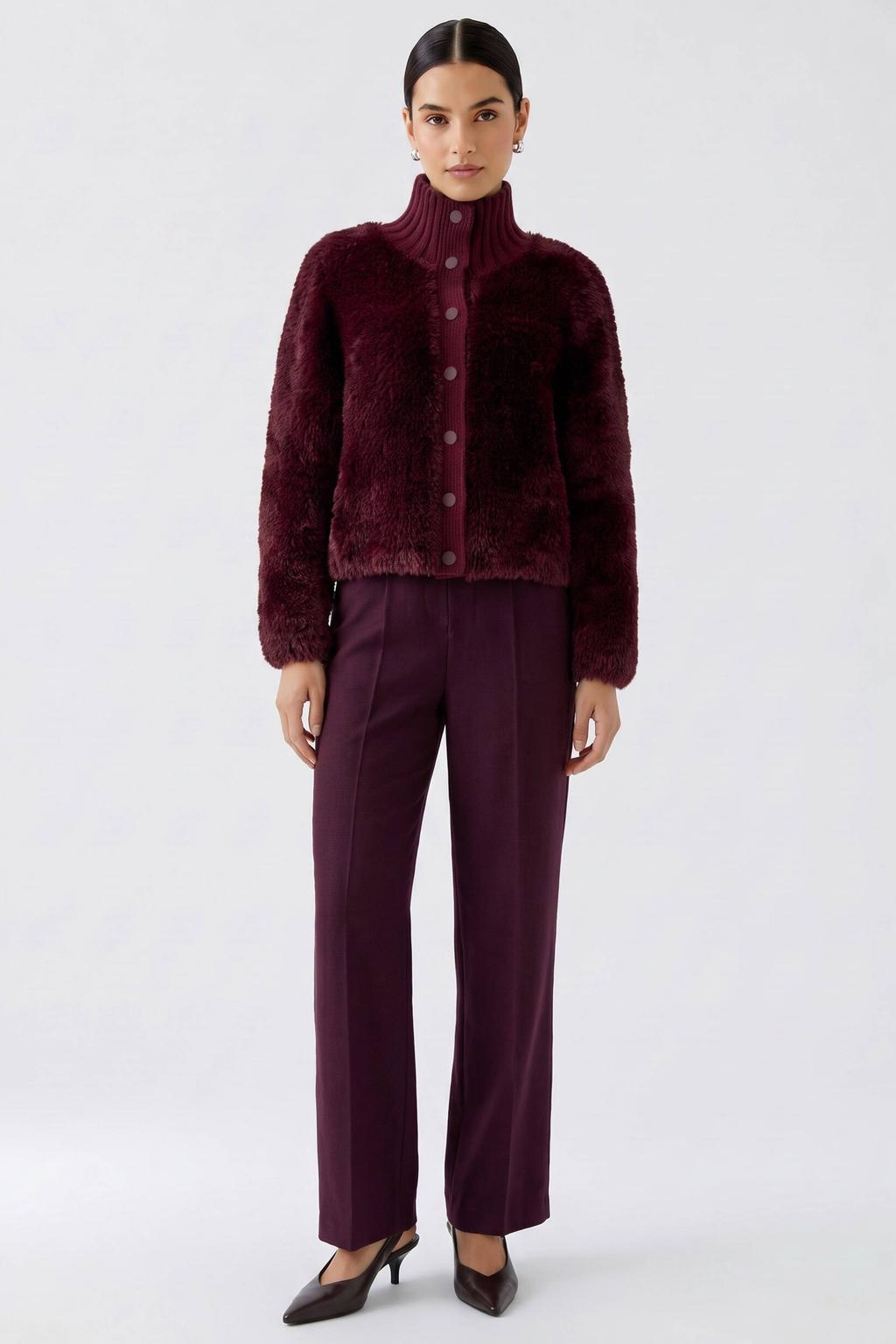 OUI gevoerd vest met wol - donkerrood