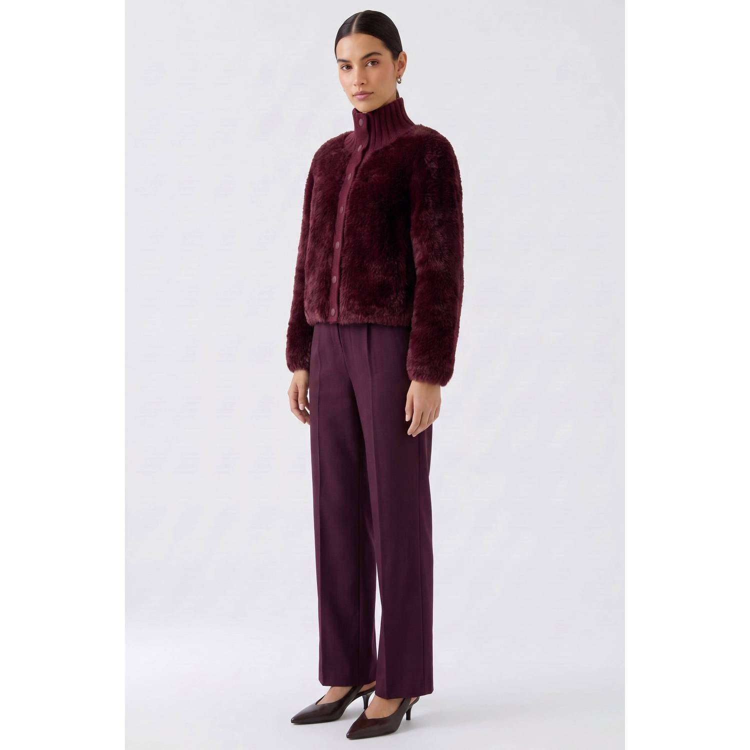 OUI gevoerd vest met wol donkerrood