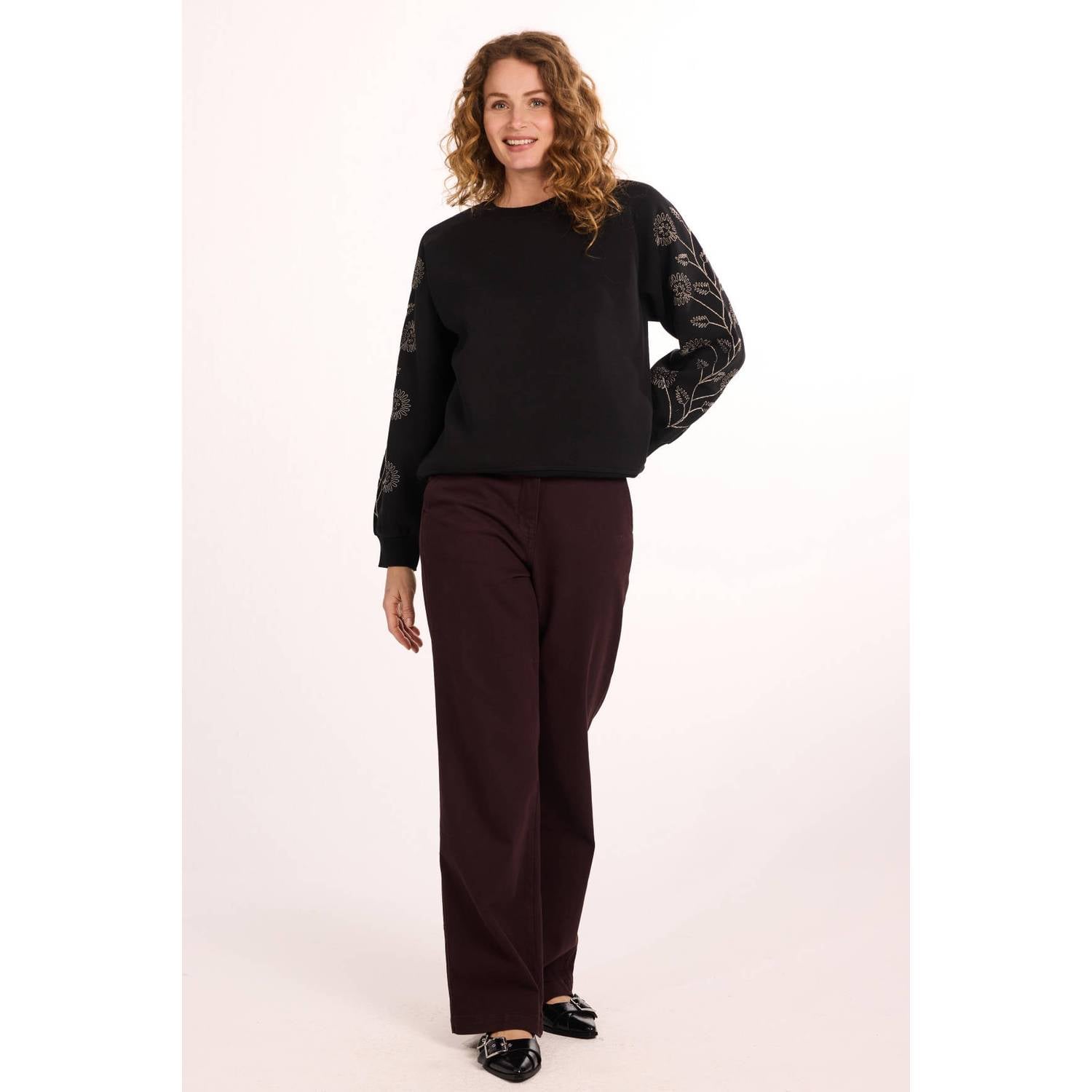 Didi sweater met borduursels zwart