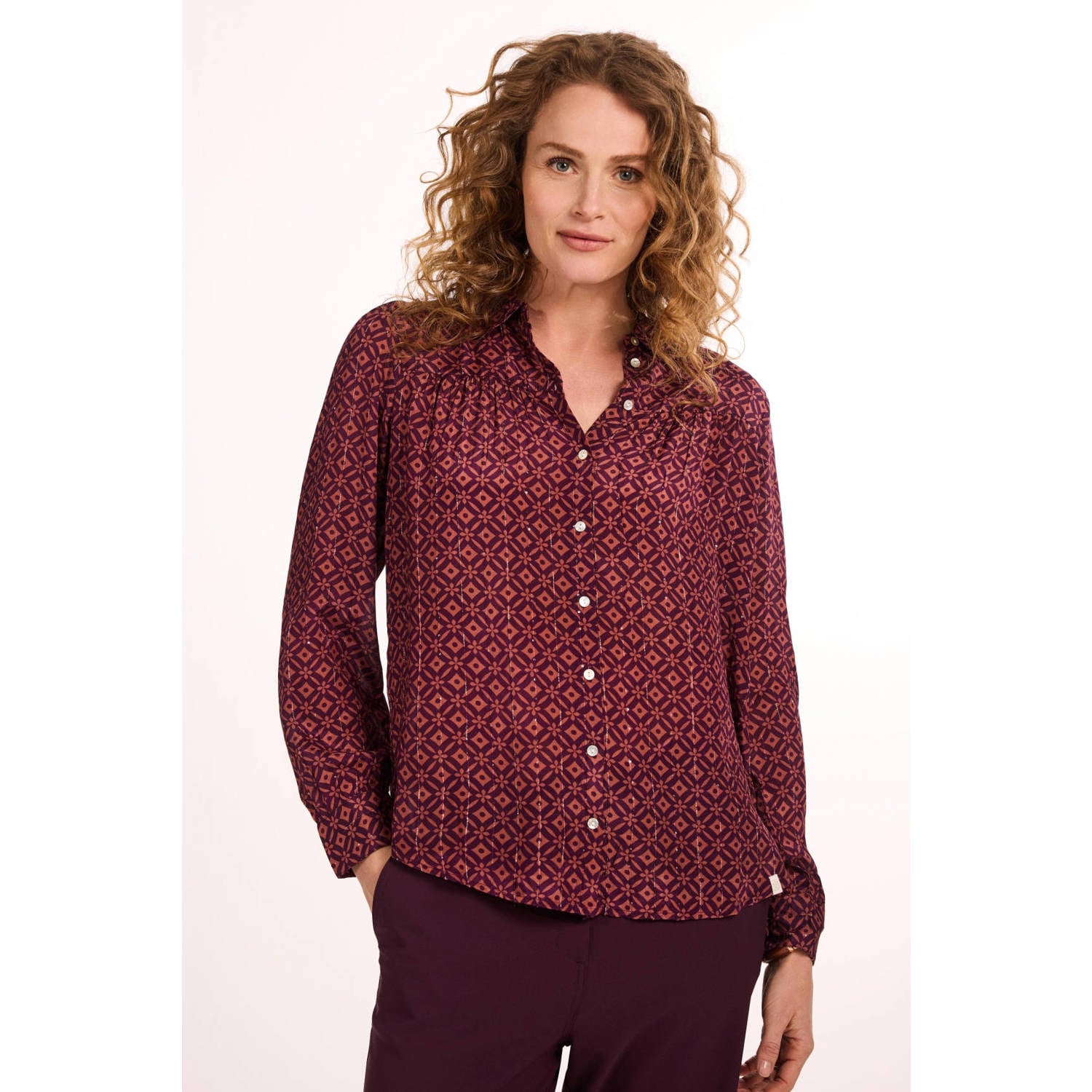 Didi blouse met print donkerrood