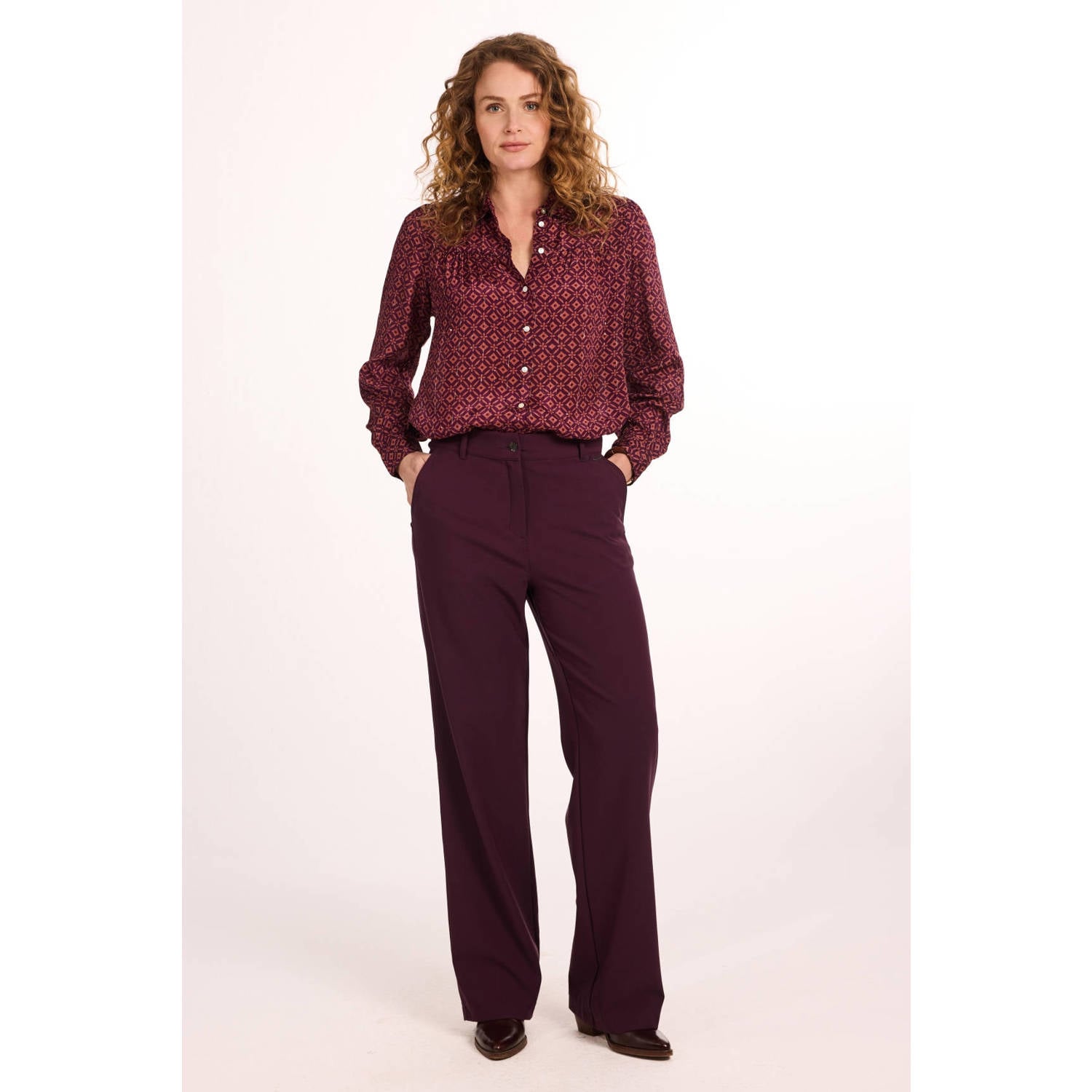 Didi blouse met print donkerrood