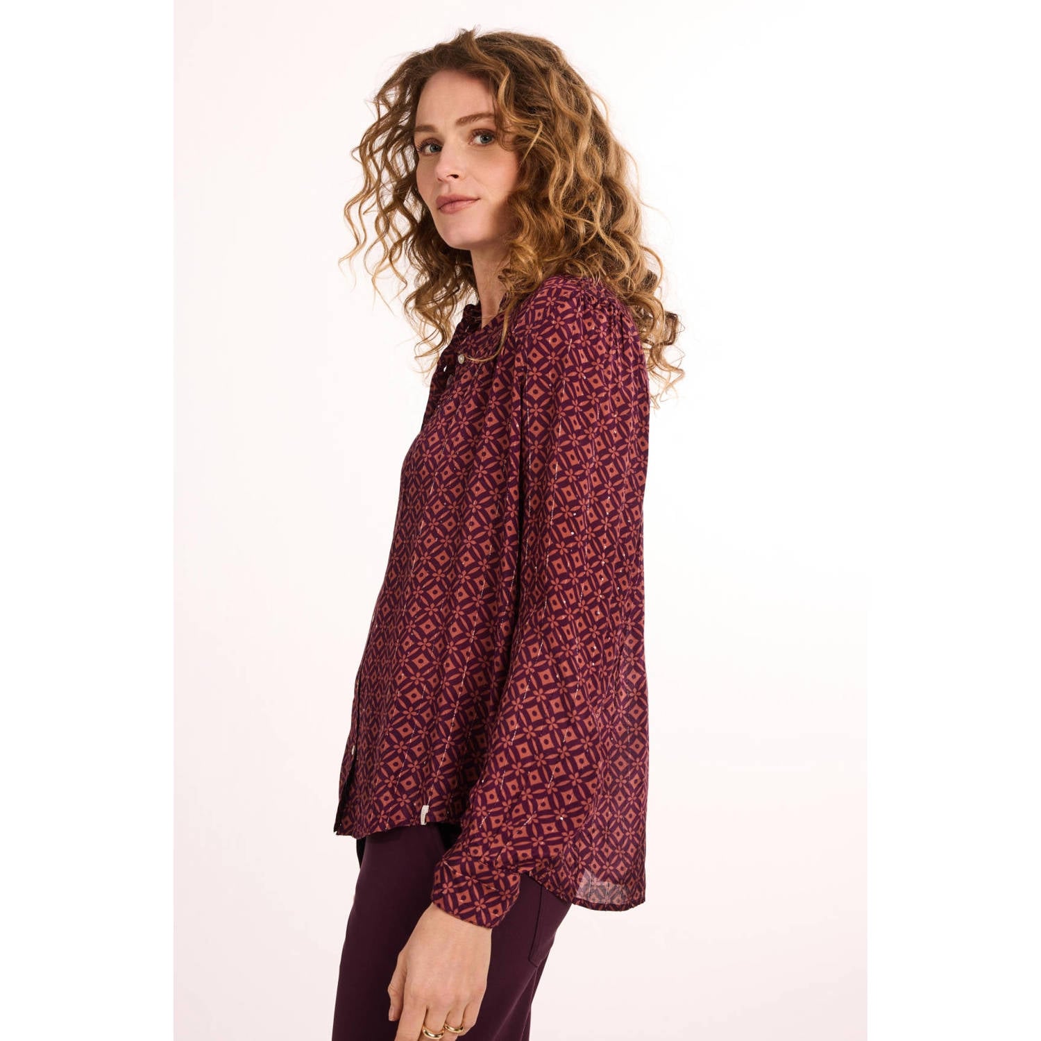 Didi blouse met print donkerrood