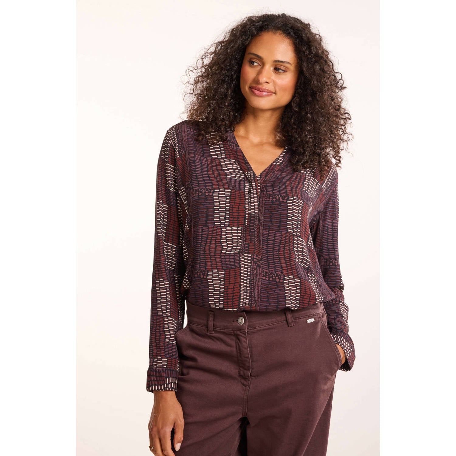 Didi blouse met print bruin