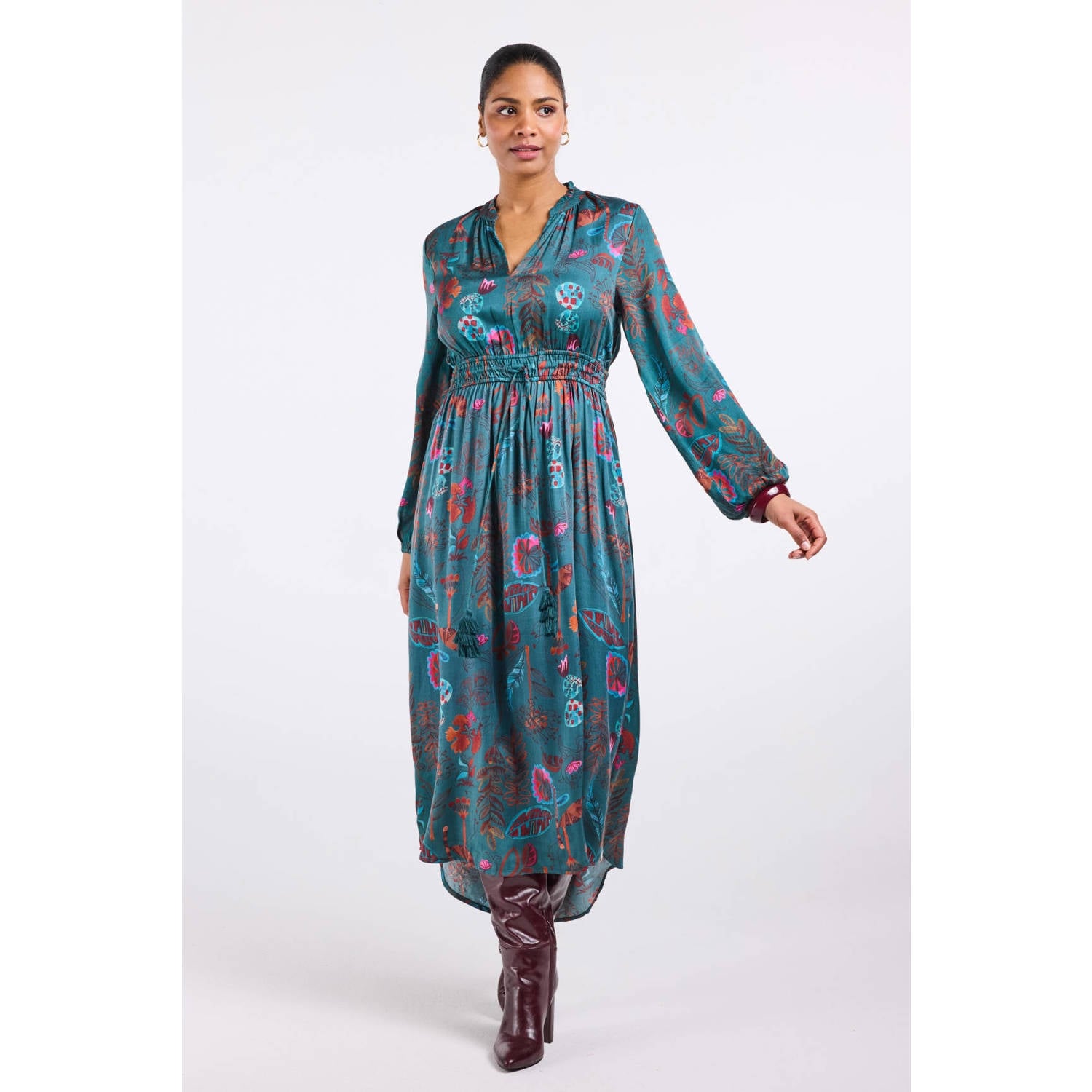 Didi gebloemde maxi jurk blauw