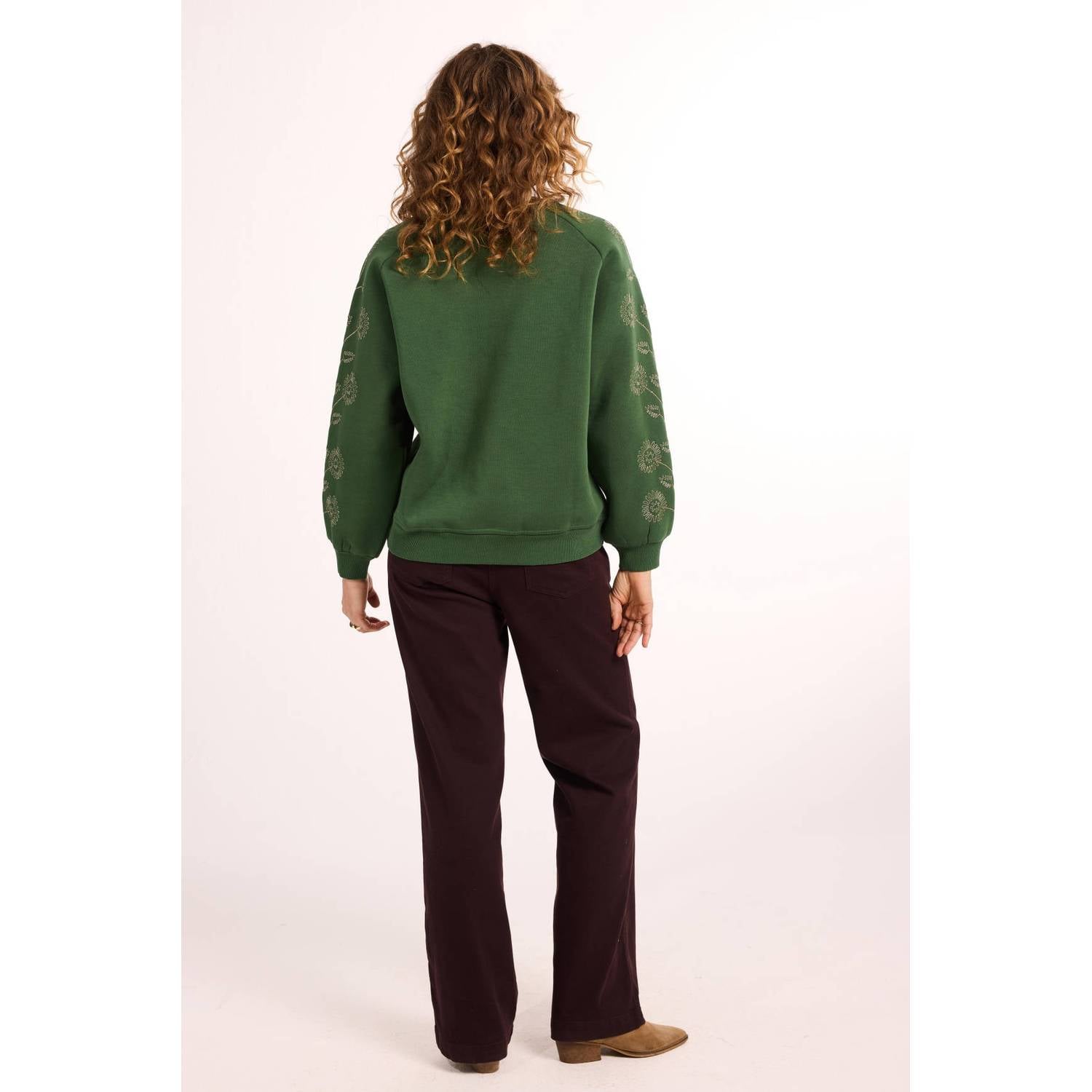 Didi sweater met borduursels donkergroen