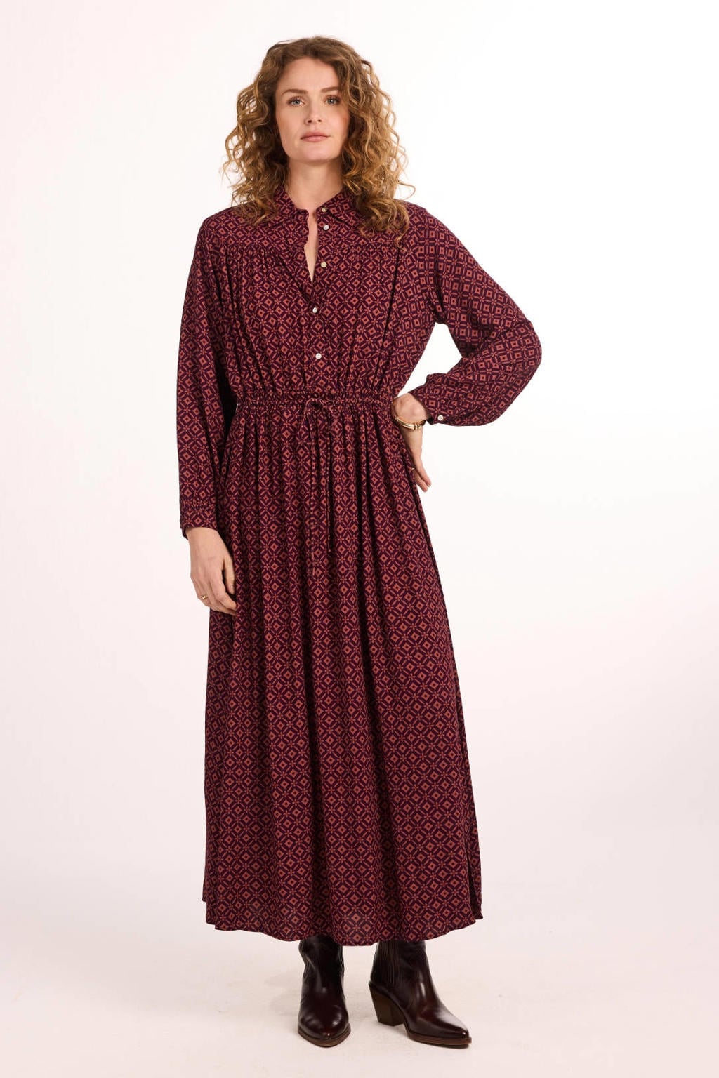Didi blousejurk met print - donkerrood