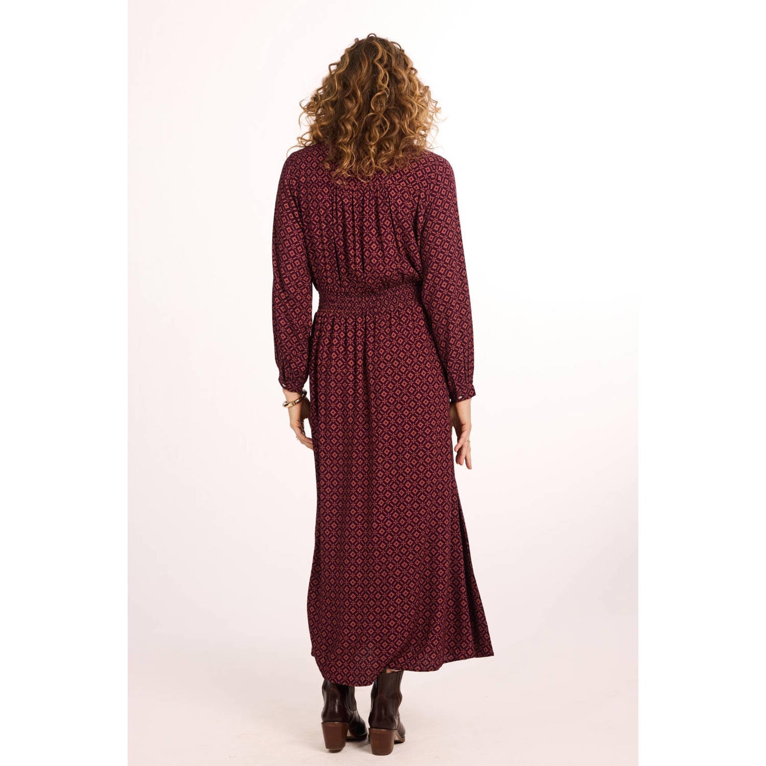 Didi blousejurk met print donkerrood