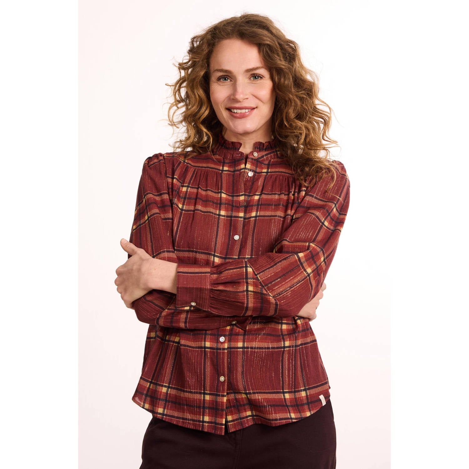 Didi geruite blouse donkerrood