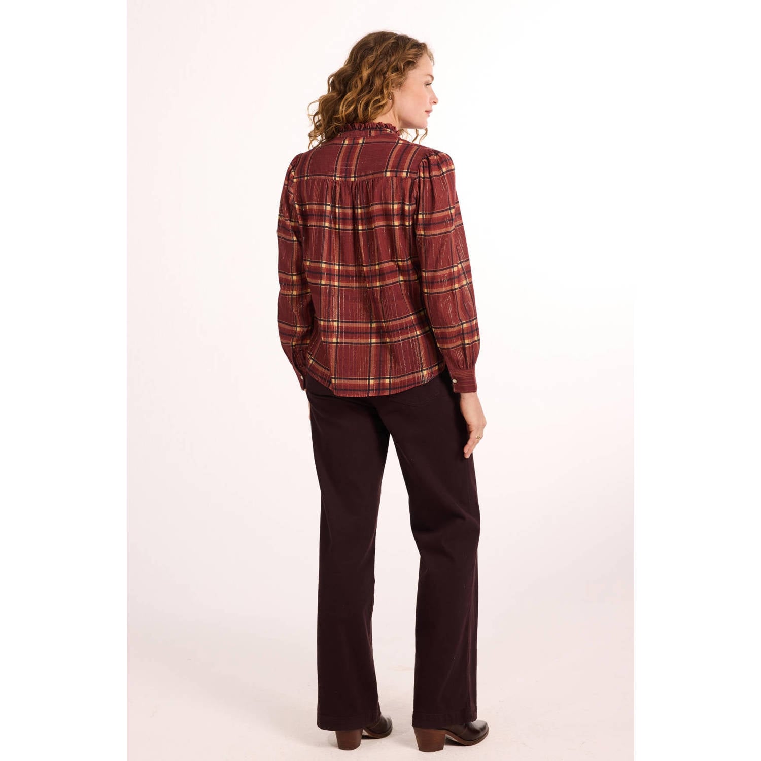 Didi geruite blouse donkerrood