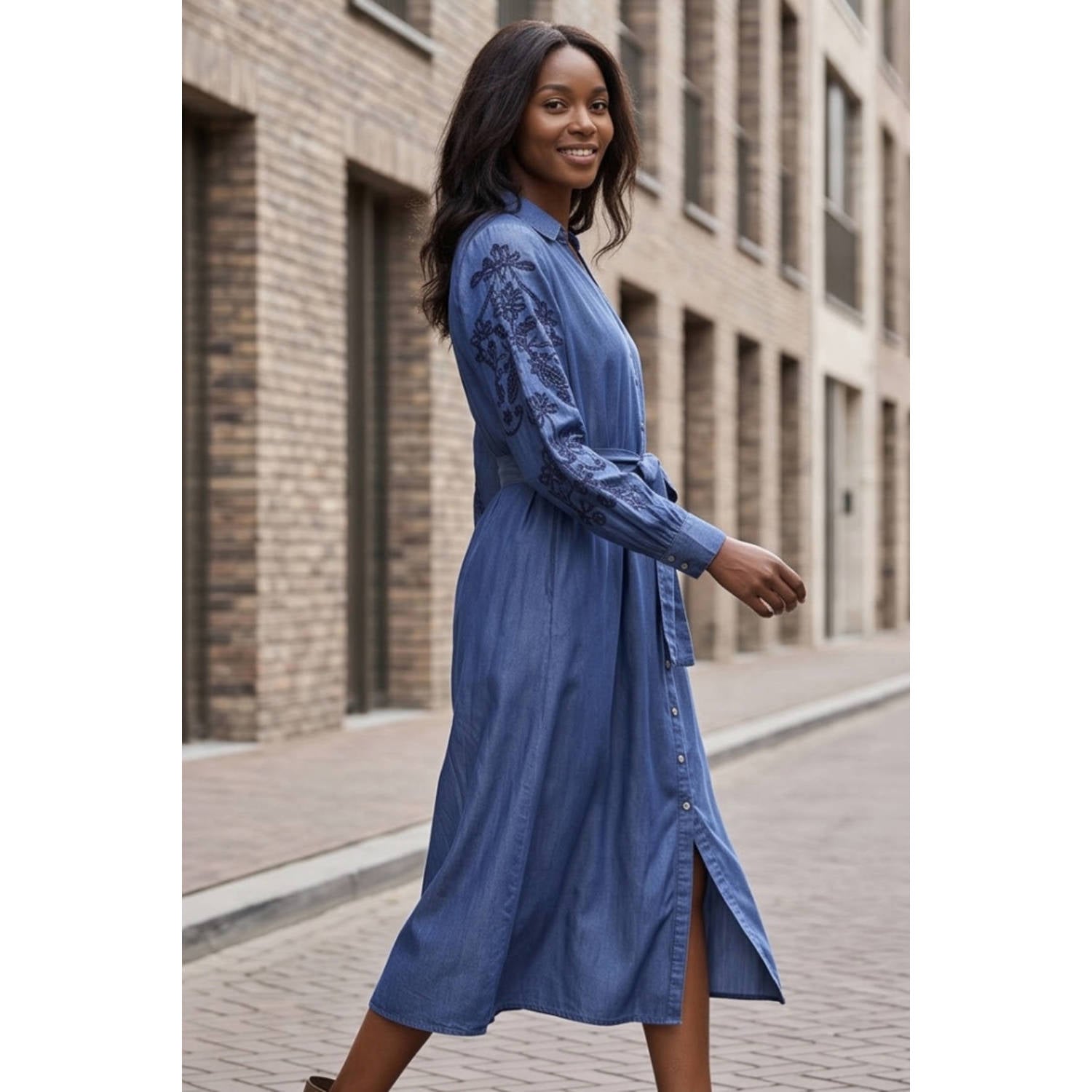 Didi gebloemde blousejurk blauw