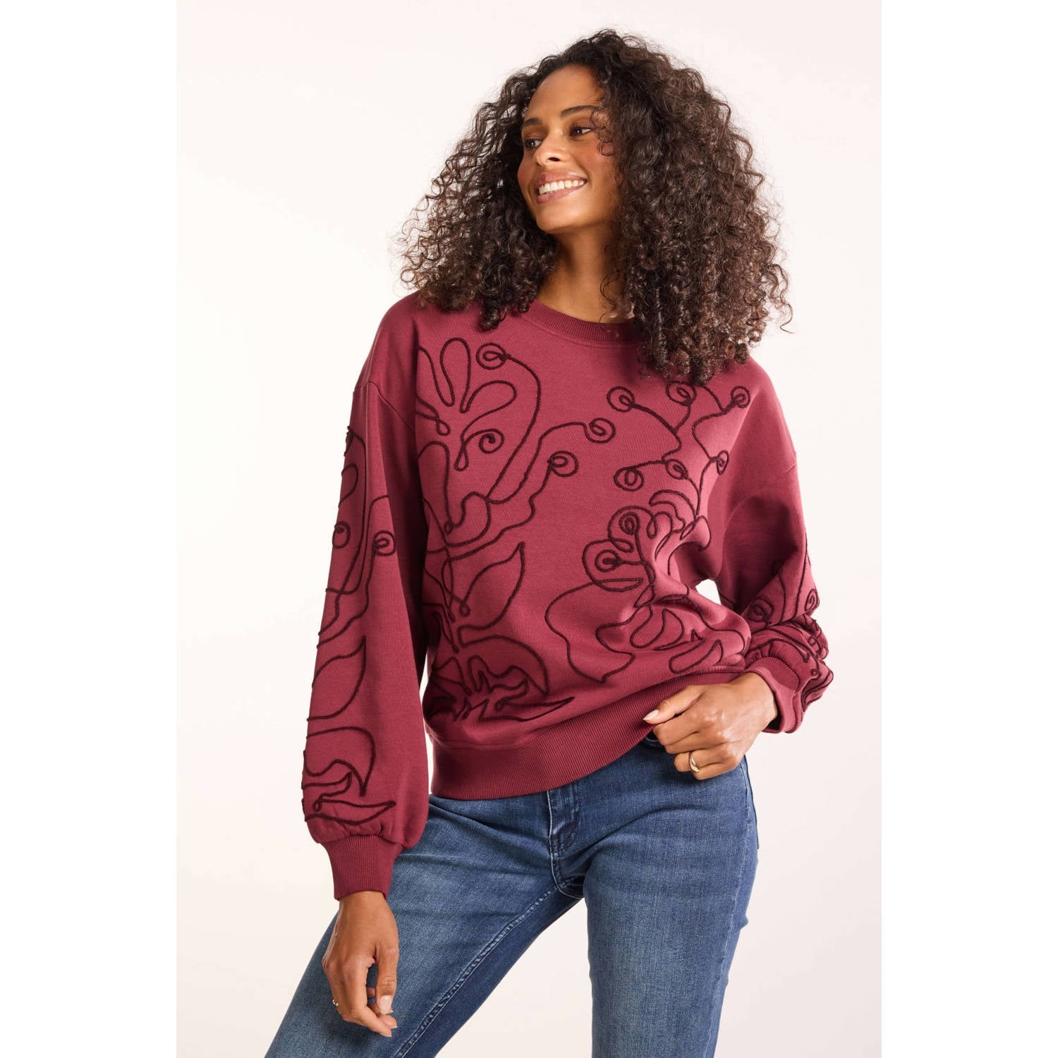 Didi gebloemde sweater donkerrood