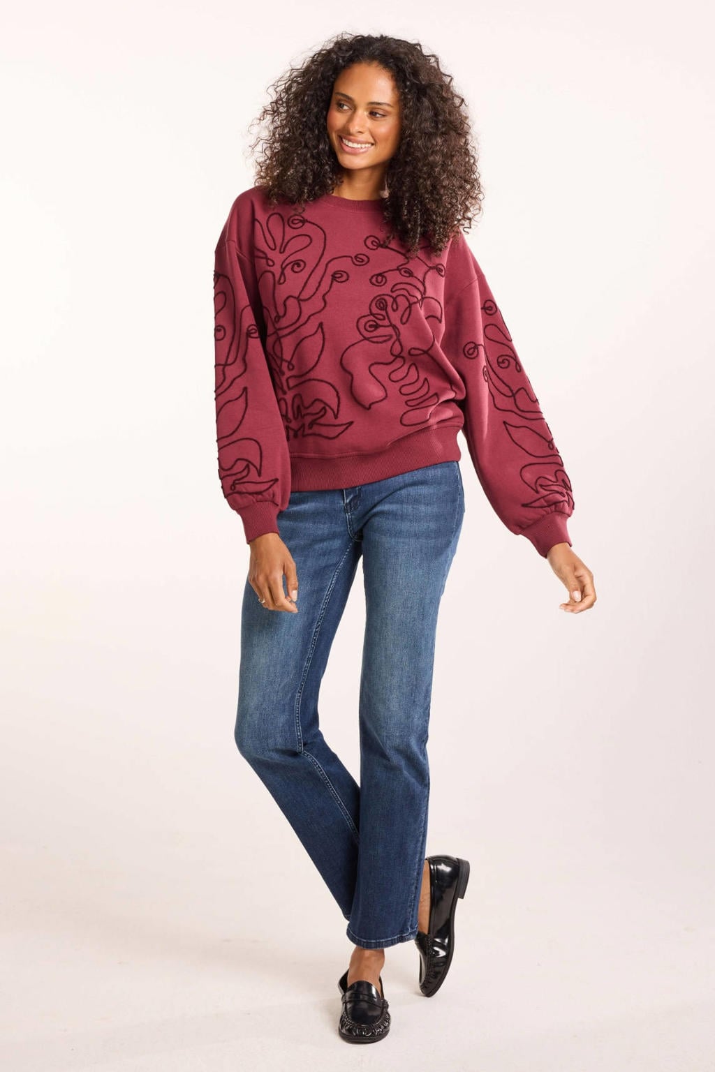 Didi gebloemde sweater - donkerrood
