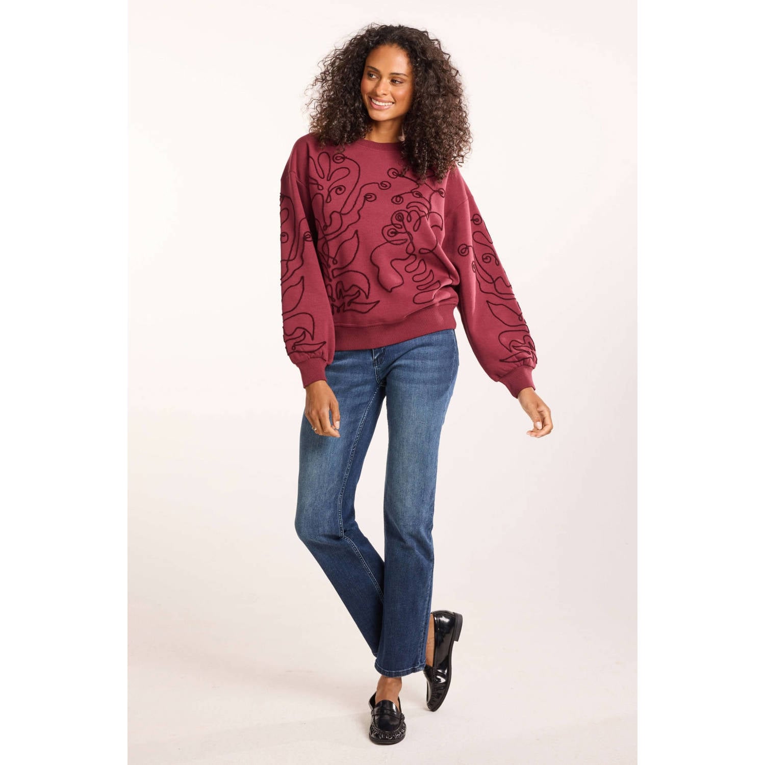 Didi gebloemde sweater donkerrood