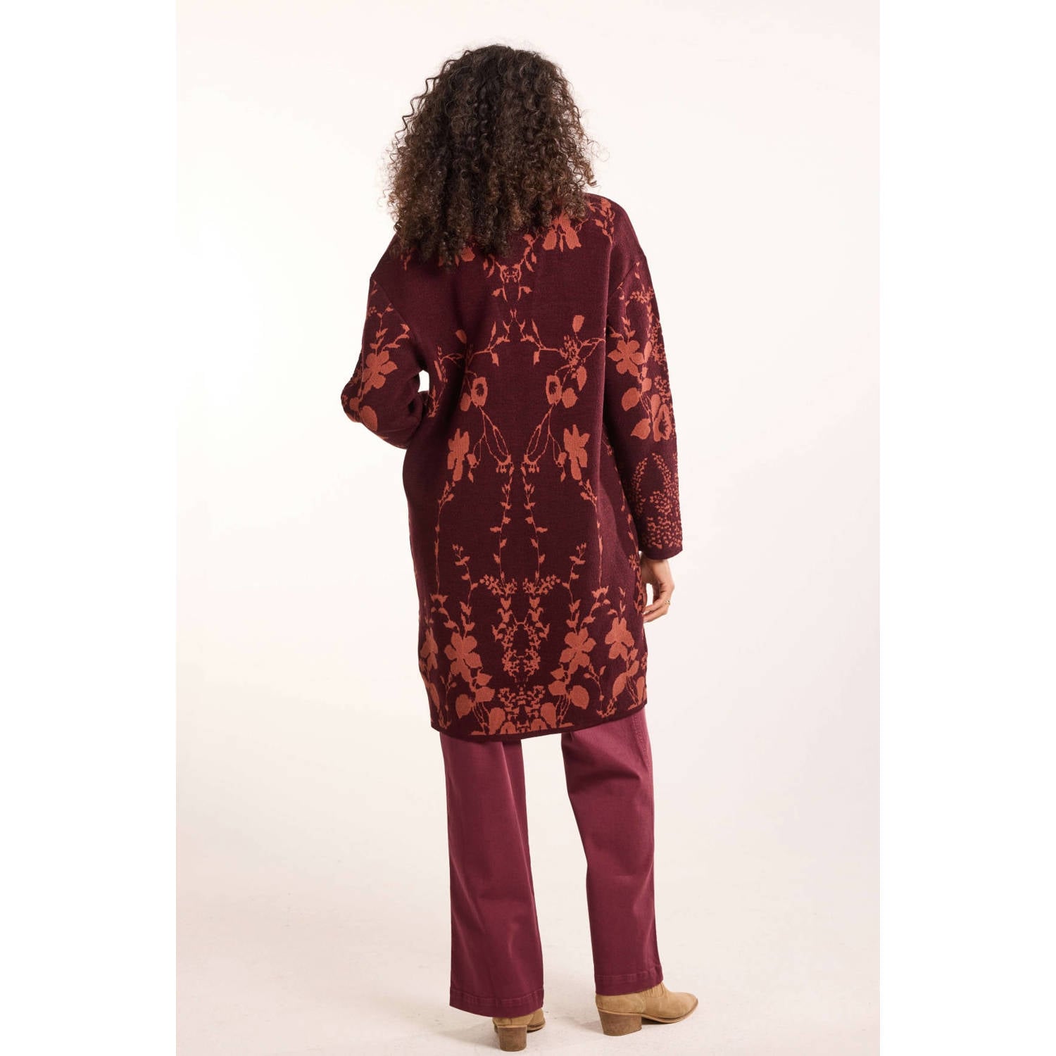 Didi gebloemd gebreid vest donkerrood