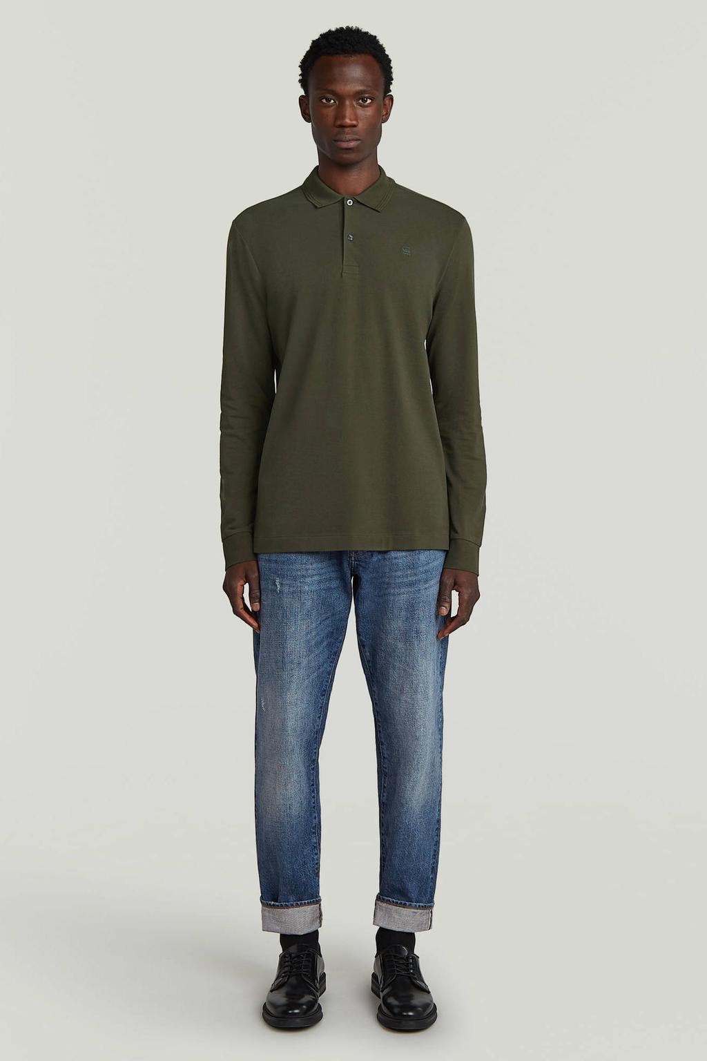 G-STAR Dunda denim slim fit polo - donkergroen
