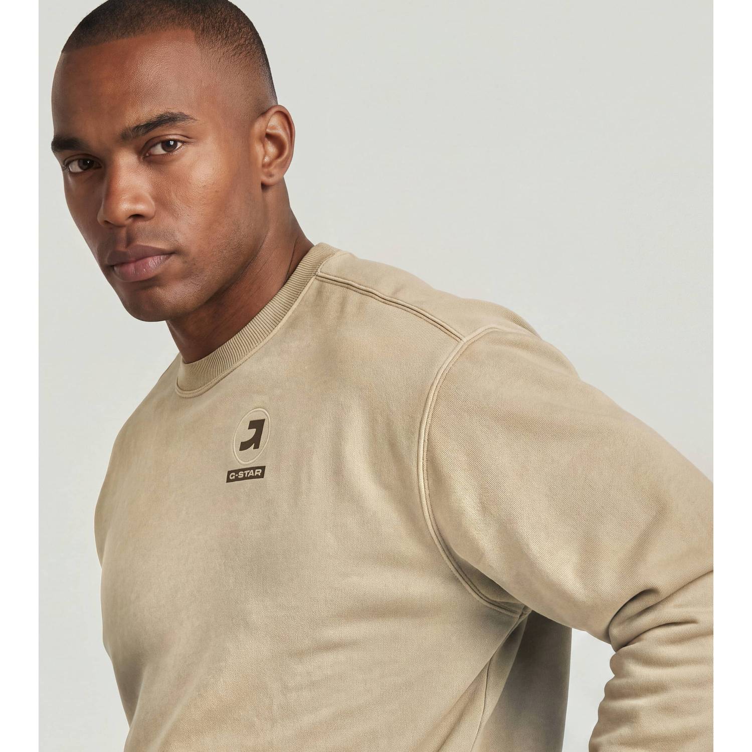 G-STAR relaxed fit sweater met backprint beige