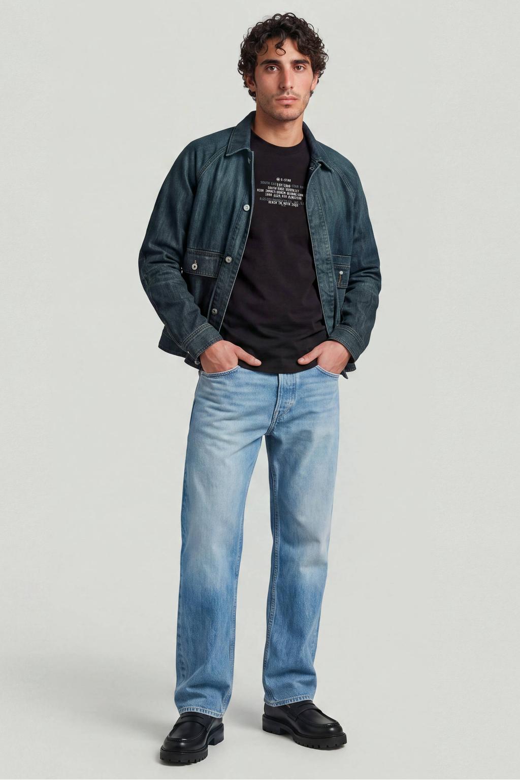 G-STAR denim relaxed fit T-shirt met print - zwart