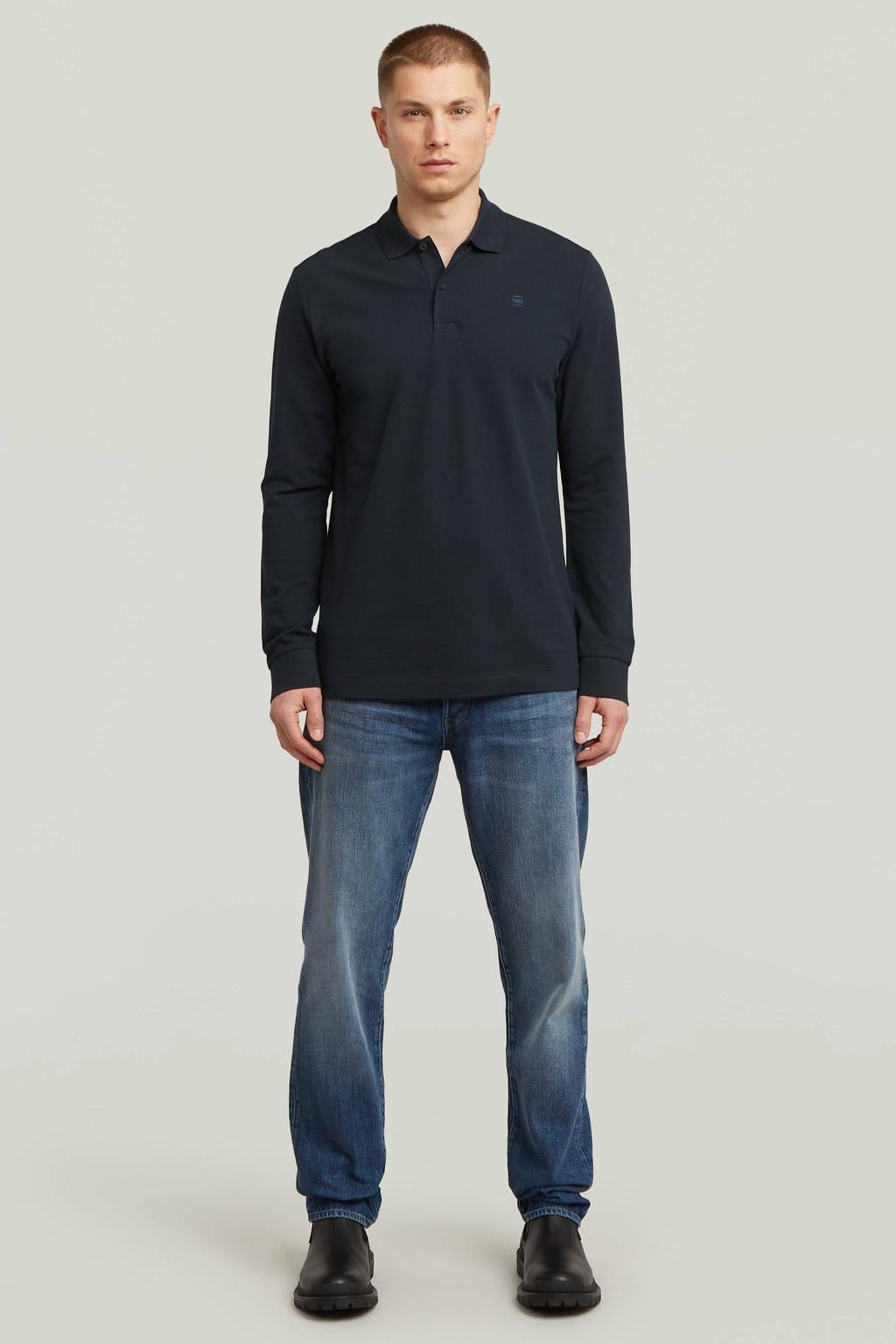 G-STAR Dunda denim slim fit polo - donkerblauw