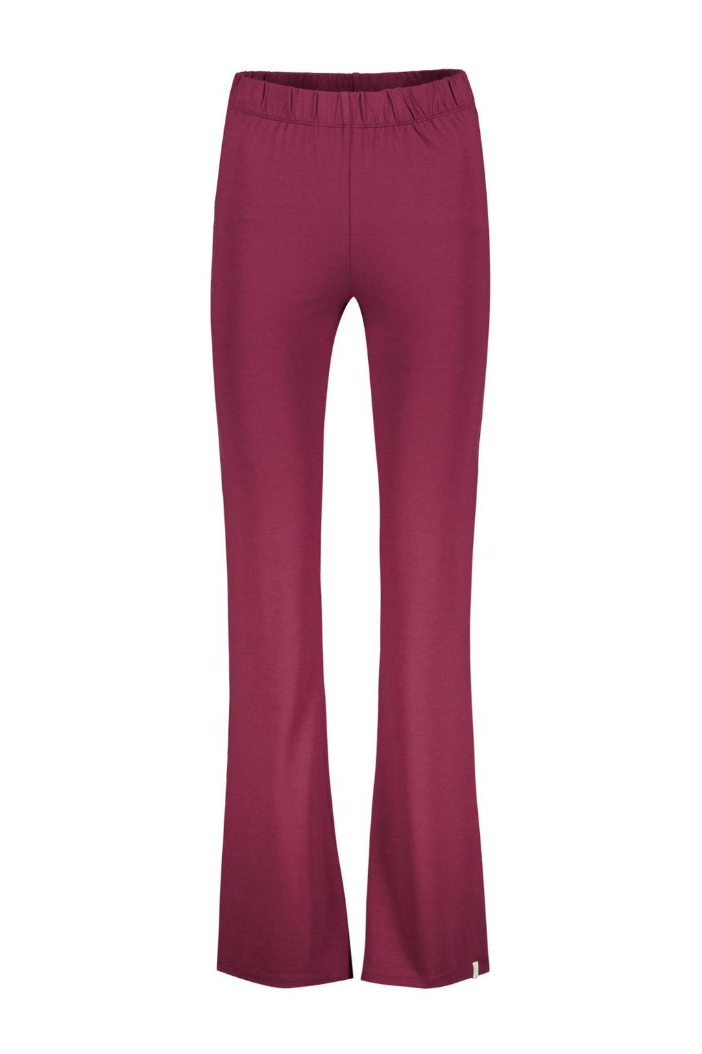 Donkerrode dames Didi flared broek van viscose met regular waist, elastische tailleband en effen
