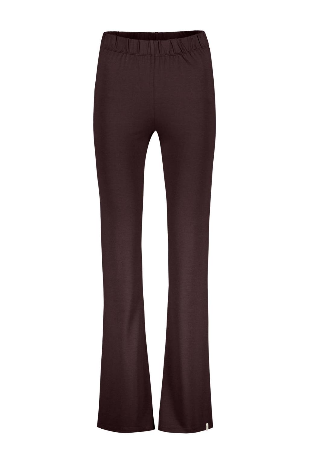 Donkerblauwe dames Didi flared broek van viscose met regular waist, elastische tailleband en effen