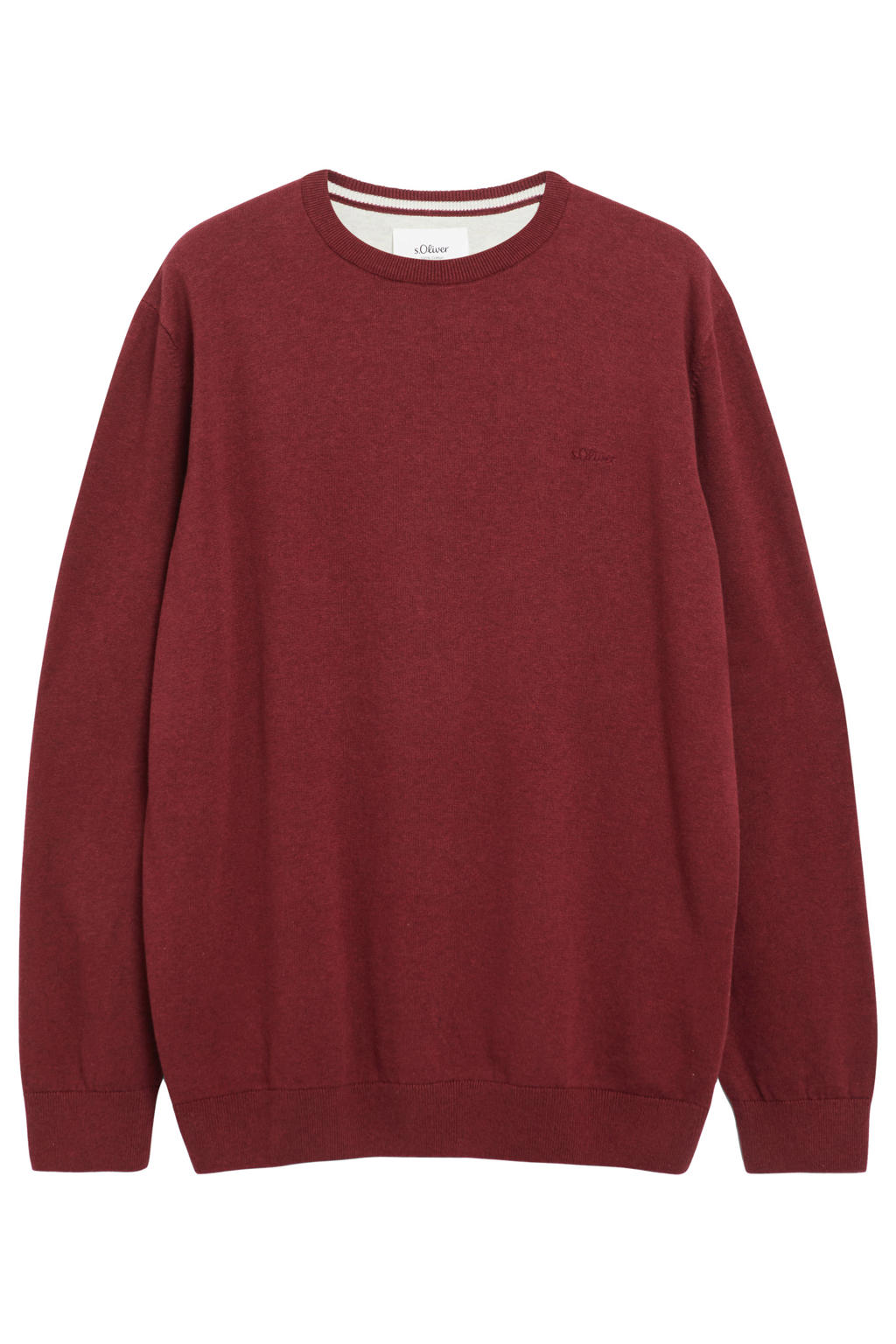 s.Oliver Big Size katoenen regular fit gebreide trui - donkerrood