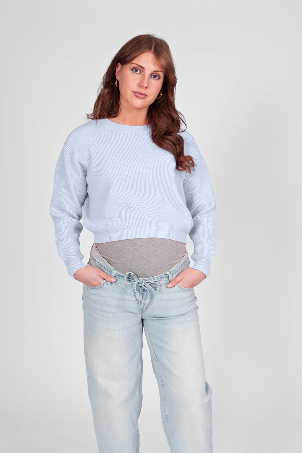 LOVE2WAIT viscose gebreide zwangerschapstrui - lichtblauw