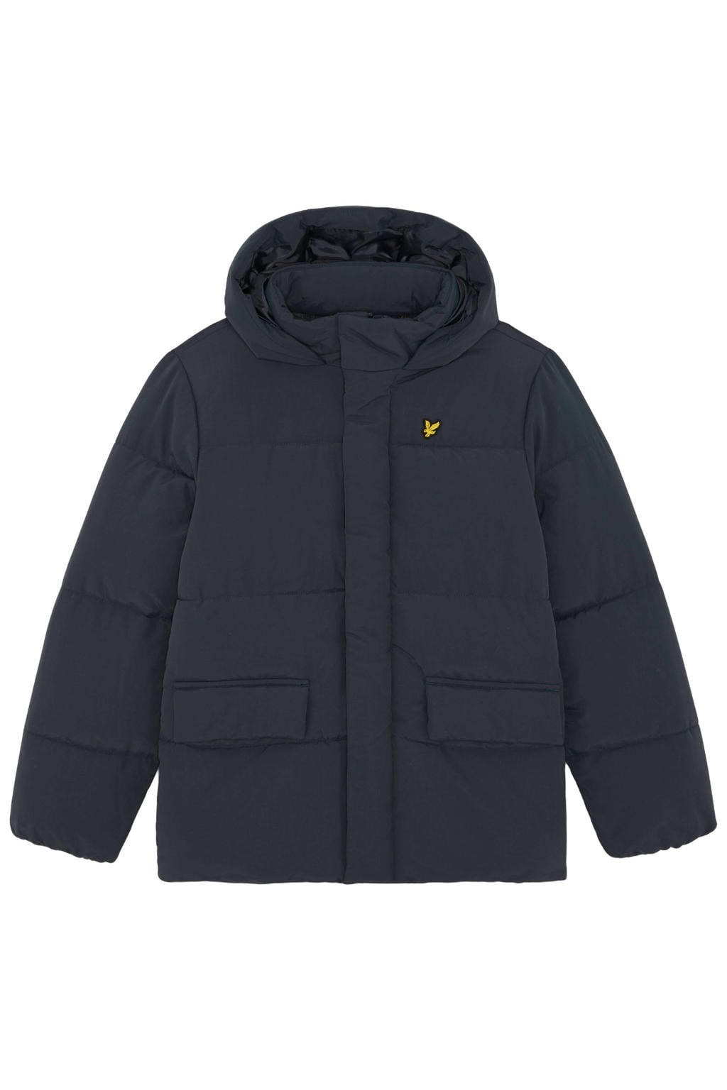 Grijze jongens Lyle & Scott winterjas van nylon met effen, lange mouwen, capuchon en ritssluiting