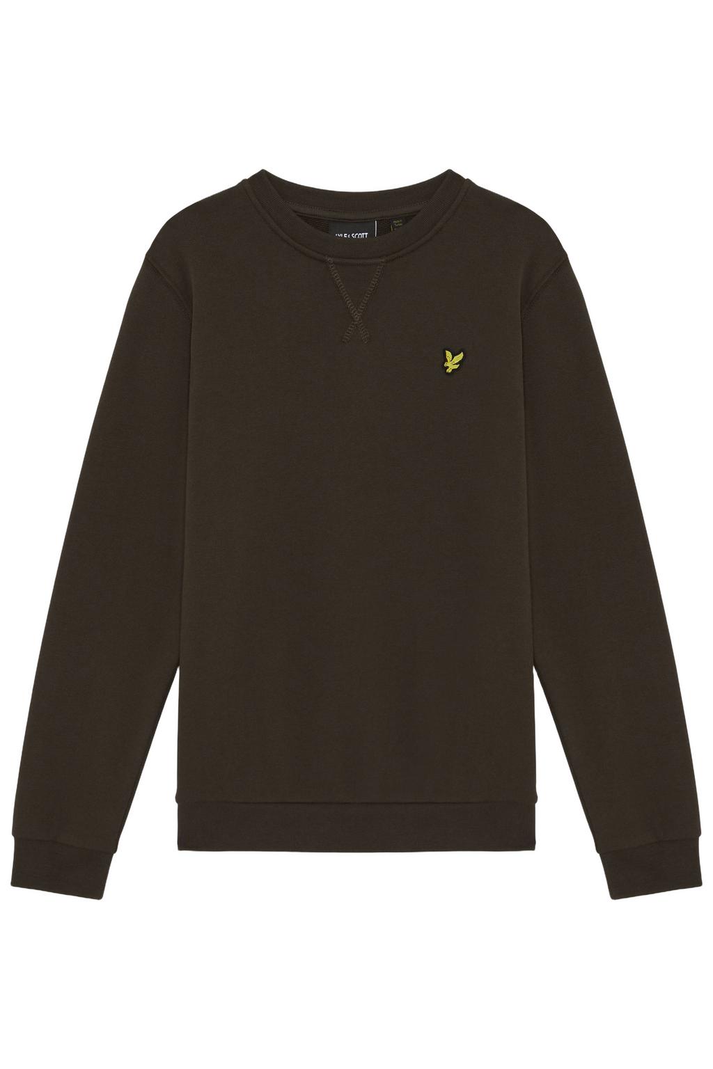 Groene jongens Lyle & Scott sweater met effen, lange mouwen, ronde hals en geribde boorden