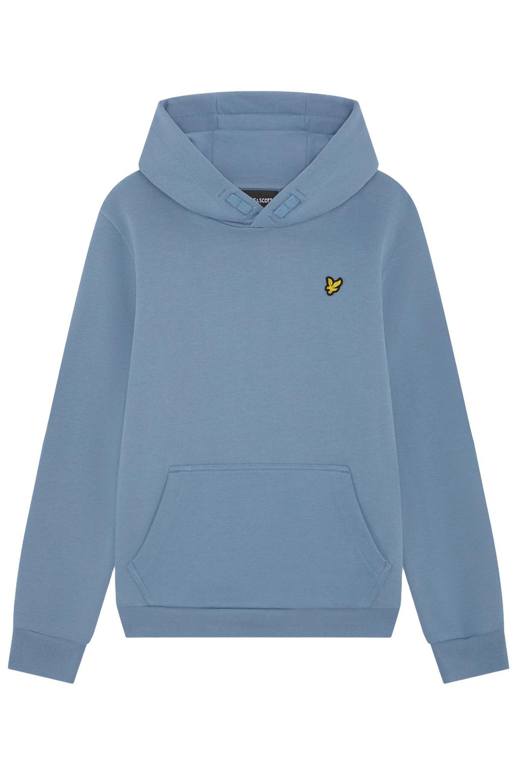 Grijsblauwe jongens Lyle & Scott hoodie van katoen met effen, lange mouwen en capuchon