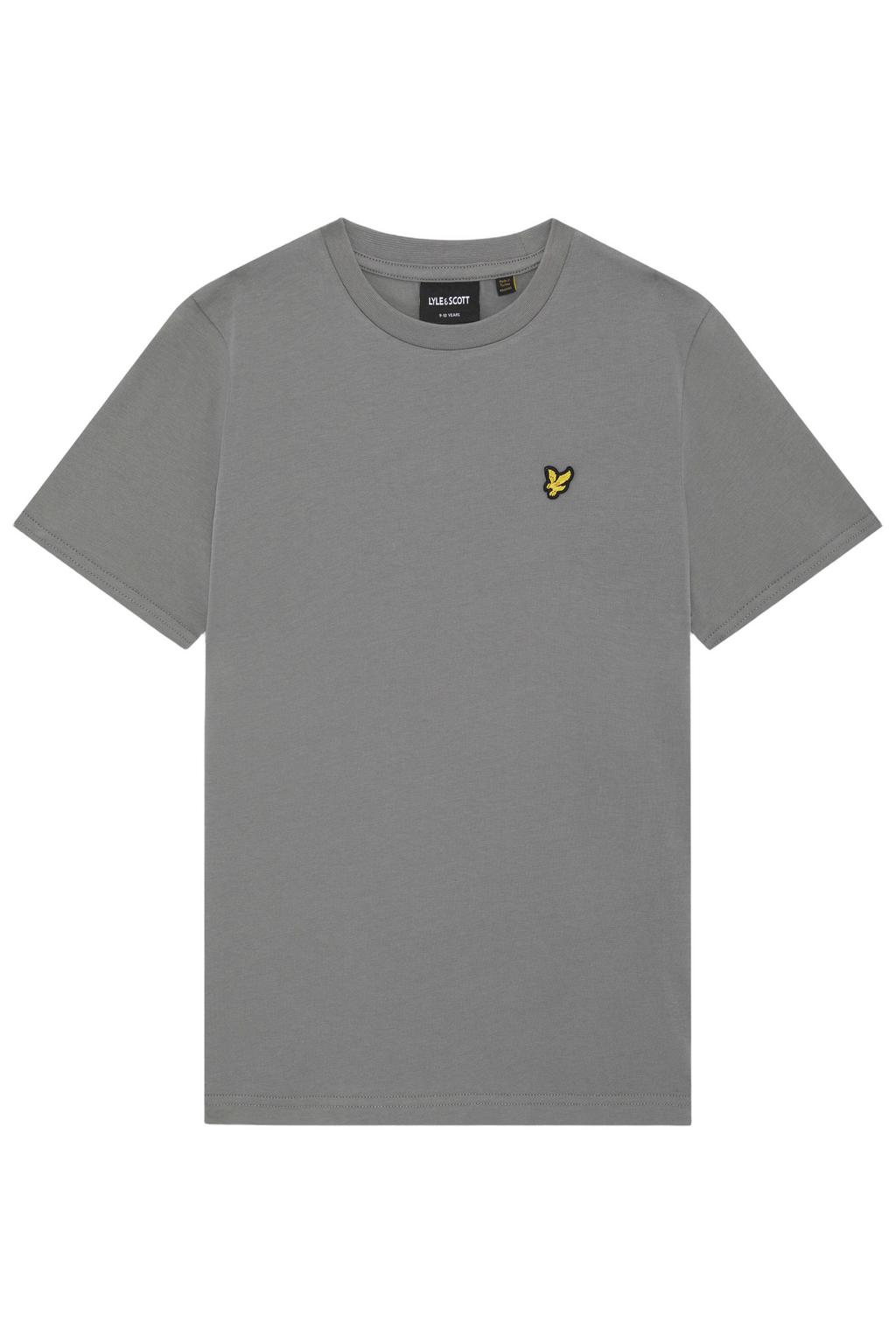 Grijze jongens Lyle & Scott T-shirt van stretchkatoen met effen, korte mouwen en ronde hals